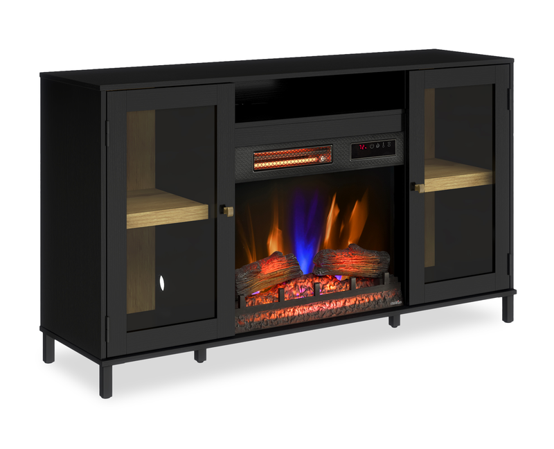 Cayman 54” Contemporary Electric Fireplace TV Stand for TVs up to 58” – Dark Walnut