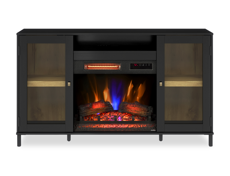 Cayman 54” Contemporary Electric Fireplace TV Stand for TVs up to 58” – Dark Walnut
