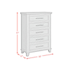 Celine Bedroom Chest of Drawers, 5-Drawer, 35"W x 51"H – Ivory | Commode verticale de chambre à coucher Celine de 35 po (L) x 51 po (H) à 5 tiroirs - ivoire