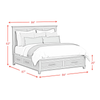 Celine Platform Storage Bed with Headboard & Frame, Ivory - King Size | Lit plateforme de rangement Celine avec tête de lit et cadre de lit, ivoire - format très grand lit