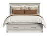 Celine Platform Storage Bed with Headboard & Frame, Ivory - King Size | Lit plateforme de rangement Celine avec tête de lit et cadre de lit, ivoire - format très grand lit