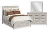 Celine 5pc Bedroom Set with Storage Bed, Dresser & Mirror, Ivory - Queen Size | Ensemble de chambre à coucher Celine 5 pièces avec lit de rangement, commode et miroir, ivoire - format grand lit
