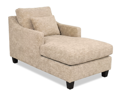 Made in Canada Sofa Lab Customizable 36" Fabric Accent Chaise with Wood Legs – Plush Parchment  | Fauteuil long d’appoint personnalisable de Sofa Lab de 36 po fabriqué au Canada en tissu avec pattes en bois - Plush Parchment