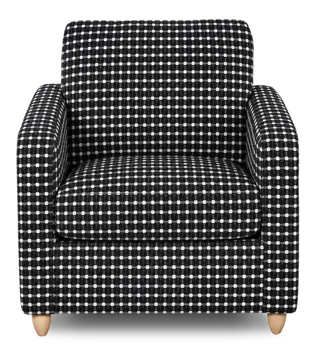 Made in Canada Sofa Lab Customizable Club 36\" Fabric Accent Chair with Wood Legs – Panda Accent Fabric 