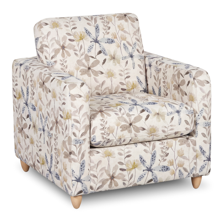 Made in Canada Sofa Lab Customizable Club 36\" Fabric Accent Chair with Wood Legs – Dust Accent Fabric 