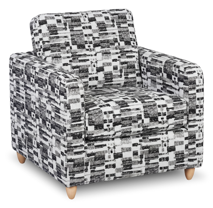 Made in Canada Sofa Lab Customizable Club 36\" Fabric Accent Chair with Wood Legs – Noir Accent Fabric 