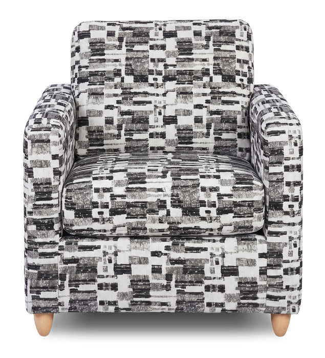 Made in Canada Sofa Lab Customizable Club 36\" Fabric Accent Chair with Wood Legs – Noir Accent Fabric 