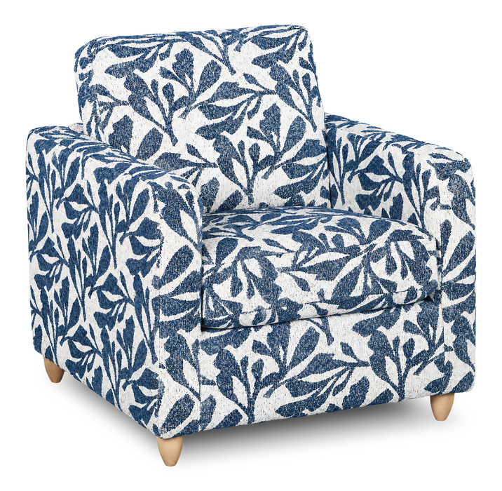 Made in Canada Sofa Lab Customizable Club 36\" Fabric Accent Chair with Wood Legs – Marine Accent Fabric 