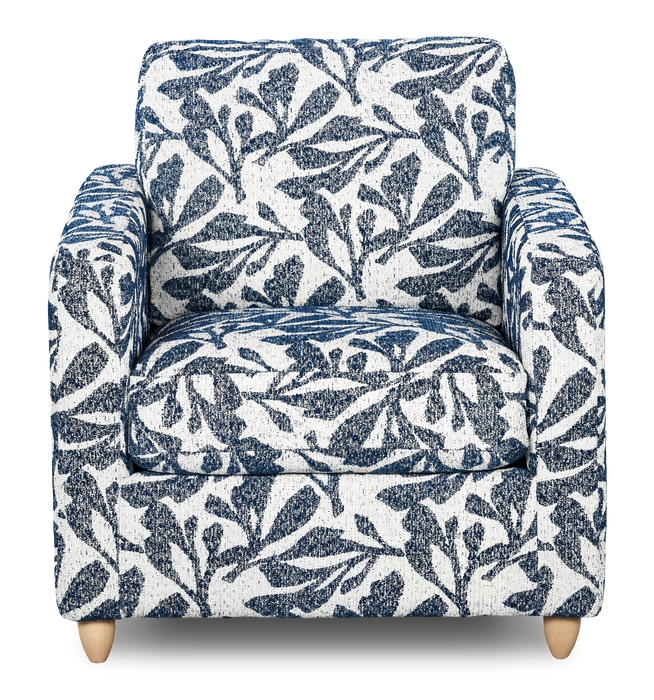 Made in Canada Sofa Lab Customizable Club 36\" Fabric Accent Chair with Wood Legs – Marine Accent Fabric 