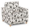 Made in Canada Sofa Lab Customizable Club 36\" Fabric Accent Chair with Wood Legs – Stormy Accent Fabric 