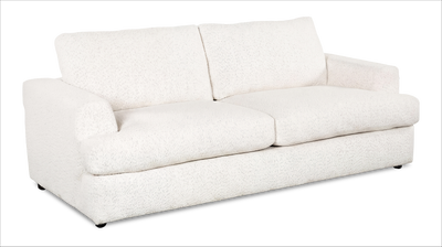 Made in Canada Customizable Sofa Lab Curve 88" Fabric Sofa – Teddy Snow | Sofa personnalisable Curve de Sofa Lab de 88 po fabriqué au Canada en tissu - Teddy Snow