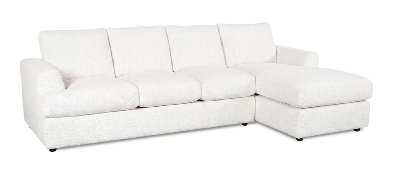 Made in Canada Customizable Sofa Lab Curve Right-Facing Fabric Sofa Chaise  – Teddy Snow