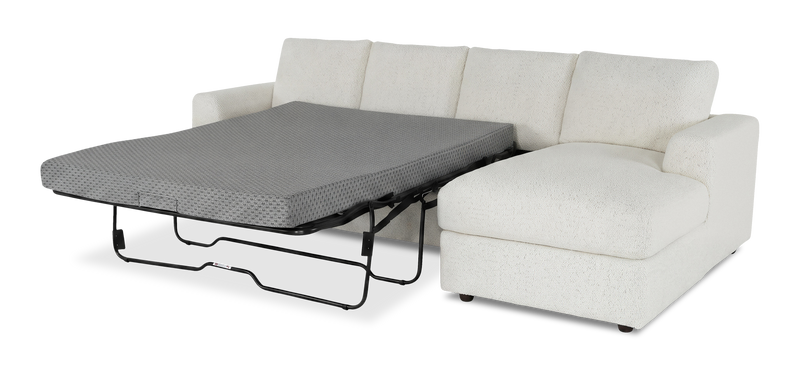 Made in Canada Customizable Sofa Lab Curve Fabric Right-Facing Sofabed Sectional - Teddy Snow