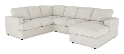 Made in Canada Customizable Sofa Lab Curve 3 Piece Right-Facing Fabric Sectional with Chaise – Teddy Riverrock | Sofa sectionnel de droite 3 pièces avec fauteuil long personnalisable Curve de Sofa Lab fabriqué au Canada en tissu - Teddy Riverrock