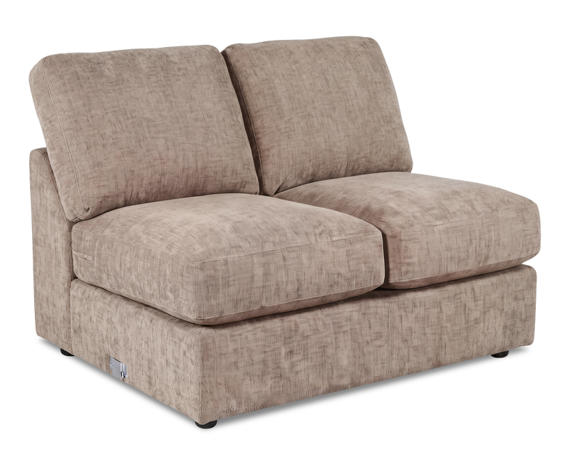 Made in Canada Customizable Sofa Lab Curve 47\" Armless Fabric Loveseat - Chenille Praline