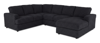 Made in Canada Customizable Sofa Lab Curve 3 Piece Right-Facing Fabric Sectional with Chaise – Teddy Raven | Sofa sectionnel de droite 3 pièces avec fauteuil long personnalisable Curve de Sofa Lab fabriqué au Canada en tissu - Teddy Raven