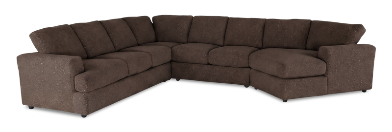 Made in Canada Customizable Sofa Lab Curve 4-Piece Right-Facing Sectional with Cuddler - Teddy Walnut
