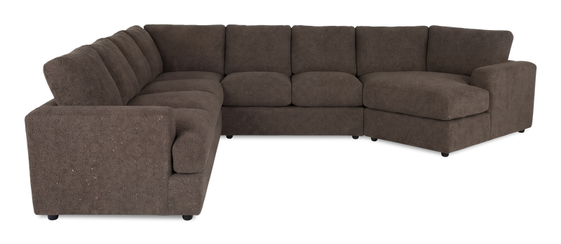 Made in Canada Customizable Sofa Lab Curve 4-Piece Right-Facing Sectional with Cuddler - Teddy Walnut