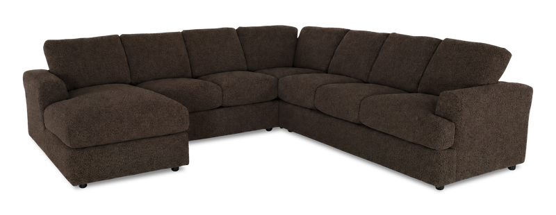 Made in Canada Customizable Sofa Lab Curve 4-Piece Left-Facing Sectional with Chaise - Teddy Walnut
