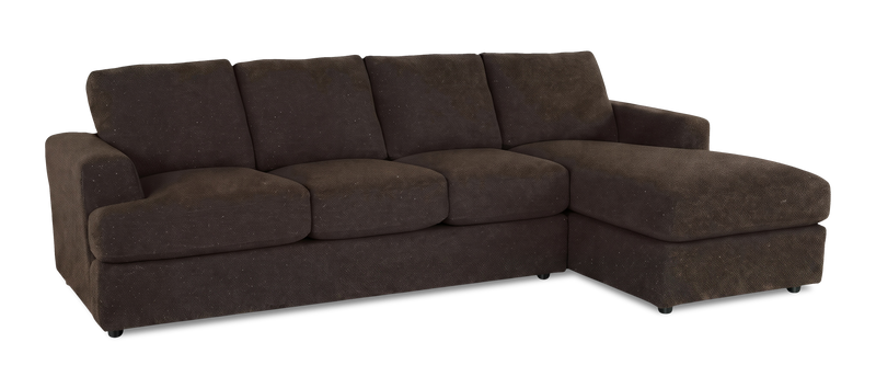Made in Canada Customizable Sofa Lab Curve Right-Facing Fabric Sofa Chaise  – Teddy Walnut