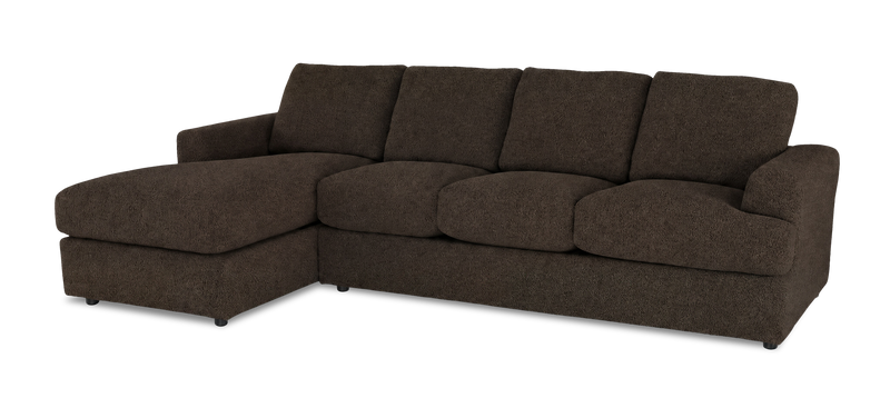 Made in Canada Customizable Sofa Lab Curve Left-Facing Fabric Sofa Chaise  – Teddy Walnut