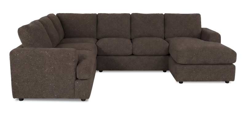 Made in Canada Customizable Sofa Lab Curve 3 Piece Right-Facing Fabric Sectional with Chaise – Teddy Walnut