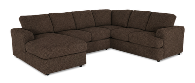 Made in Canada Customizable Sofa Lab Curve 3 Piece Left-Facing Fabric Sectional with Chaise – Teddy Walnut | Sofa sectionnel de gauche 3 pièces avec fauteuil long personnalisable Curve de Sofa Lab fabriqué au Canada en tissu - Teddy Walnut