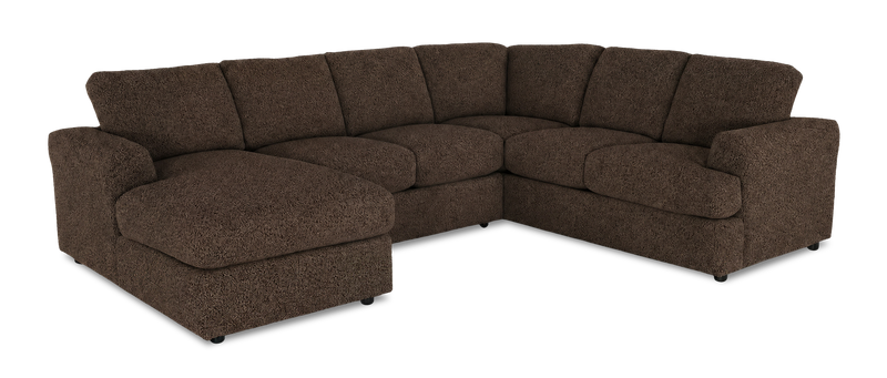 Made in Canada Customizable Sofa Lab Curve 3 Piece Left-Facing Fabric Sectional with Chaise – Teddy Walnut