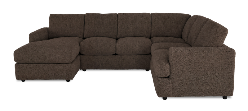 Made in Canada Customizable Sofa Lab Curve 3 Piece Left-Facing Fabric Sectional with Chaise – Teddy Walnut