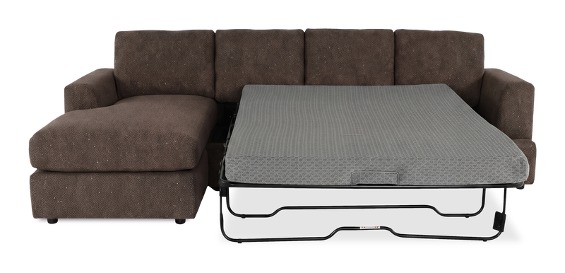 Made in Canada Customizable Sofa Lab Curve Fabric Left-Facing Sofabed Sectional - Teddy Walnut