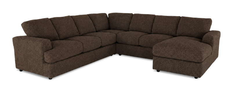 Made in Canada Customizable Sofa Lab Curve 4-Piece Right-Facing Sectional with Chaise - Teddy Walnut