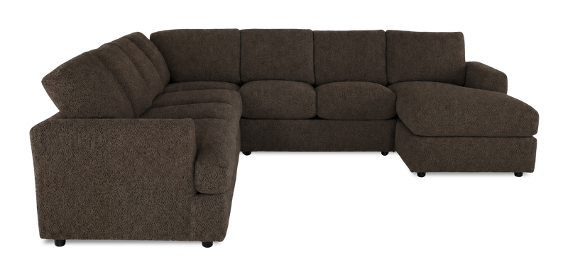 Made in Canada Customizable Sofa Lab Curve 4-Piece Right-Facing Sectional with Chaise - Teddy Walnut