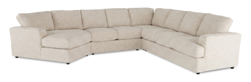 Made in Canada Customizable Sofa Lab Curve 4-Piece Left-Facing Sectional with Cuddler - Chenille White