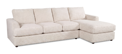 Made in Canada Customizable Sofa Lab Curve Right-Facing Fabric Sofa Chaise  – Chenille White | Sofa avec fauteuil long de droite personnalisable Curve de Sofa Lab fabriqué au Canada en tissu - Chenille White
