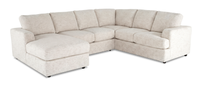 Made in Canada Customizable Sofa Lab Curve 3 Piece Left-Facing Fabric Sectional with Chaise – Chenille White | Sofa sectionnel de gauche 3 pièces avec fauteuil long personnalisable Curve de Sofa Lab fabriqué au Canada en tissu - Chenille White