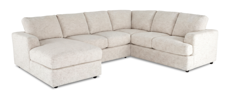 Made in Canada Customizable Sofa Lab Curve 3 Piece Left-Facing Fabric Sectional with Chaise – Chenille White