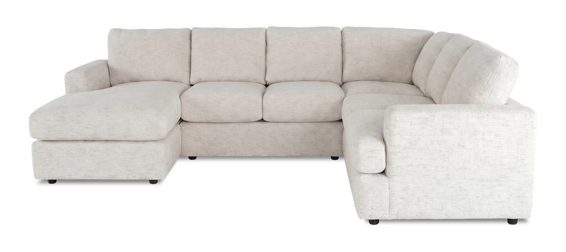 Made in Canada Customizable Sofa Lab Curve 3 Piece Left-Facing Fabric Sectional with Chaise – Chenille White
