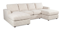 Made in Canada Customizable Sofa Lab Curve Fabric Double Chaise Sectional - Chenille White 