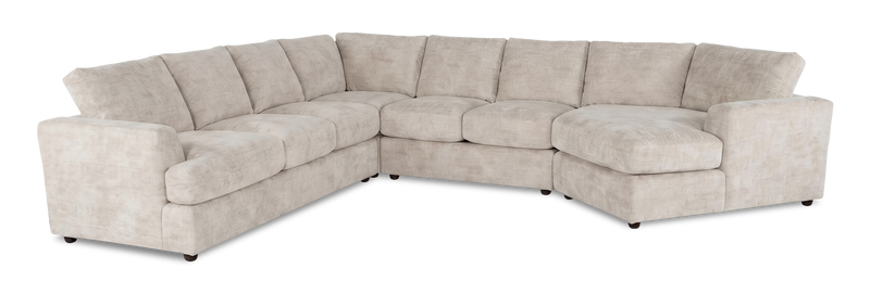 Made in Canada Customizable Sofa Lab Curve 4-Piece Right-Facing Sectional with Cuddler - Plush Parchment