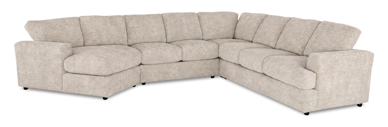 Made in Canada Customizable Sofa Lab Curve 4-Piece Left-Facing Sectional with Cuddler - Plush Parchment