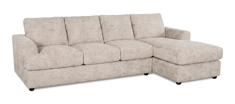 Made in Canada Customizable Sofa Lab Curve Right-Facing Fabric Sofa Chaise  – Plush Parchment