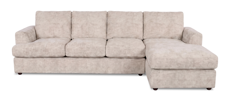 Made in Canada Customizable Sofa Lab Curve Right-Facing Fabric Sofa Chaise  – Plush Parchment