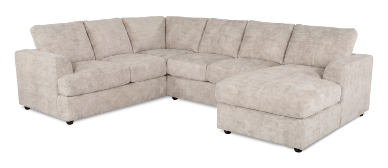 Made in Canada Customizable Sofa Lab Curve 3 Piece Right-Facing Fabric Sectional with Chaise – Plush Parchment