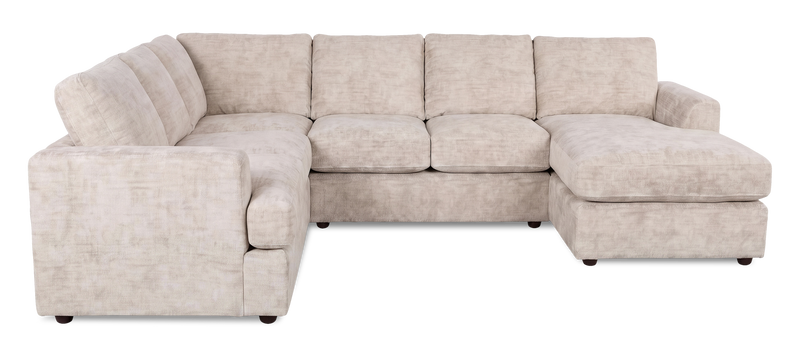 Made in Canada Customizable Sofa Lab Curve 3 Piece Right-Facing Fabric Sectional with Chaise – Plush Parchment