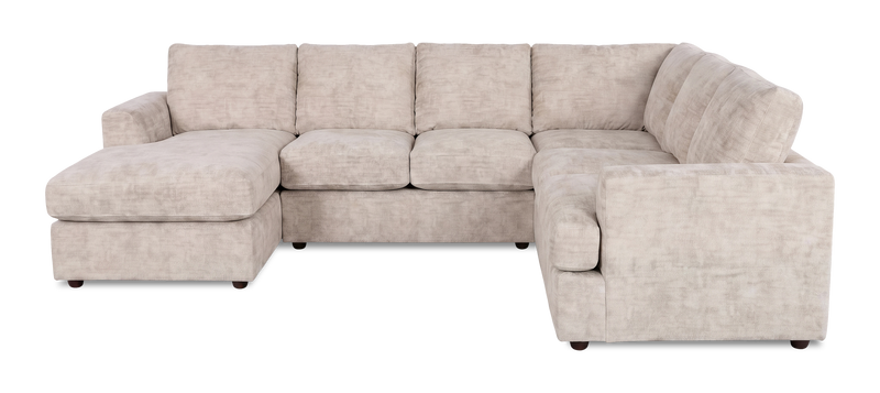 Made in Canada Customizable Sofa Lab Curve 3 Piece Left-Facing Fabric Sectional with Chaise – Plush Parchment