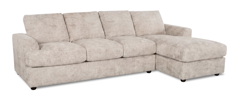 Made in Canada Customizable Sofa Lab Curve Fabric Right-Facing Sofabed Sectional - Plush Parchment