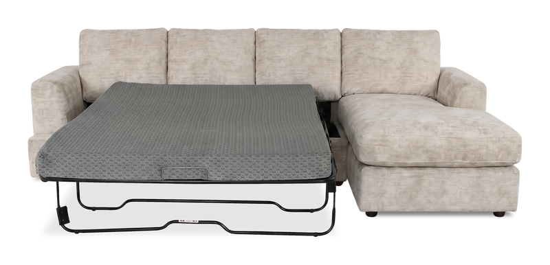 Made in Canada Customizable Sofa Lab Curve Fabric Right-Facing Sofabed Sectional - Plush Parchment