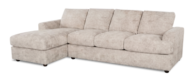 Made in Canada Customizable Sofa Lab Curve Fabric Left-Facing Sofabed Sectional - Plush Parchment | Sofa-lit sectionnel de gauche personnalisable Curve de Sofa Lab fabriqué au Canada en tissu - Plush Parchment