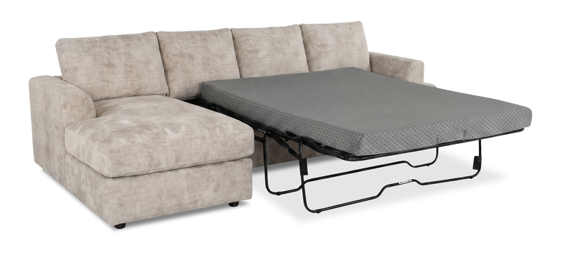 Made in Canada Customizable Sofa Lab Curve Fabric Left-Facing Sofabed Sectional - Plush Parchment