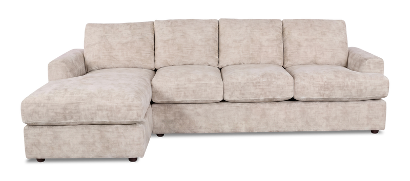 Made in Canada Customizable Sofa Lab Curve Fabric Left-Facing Sofabed Sectional - Plush Parchment